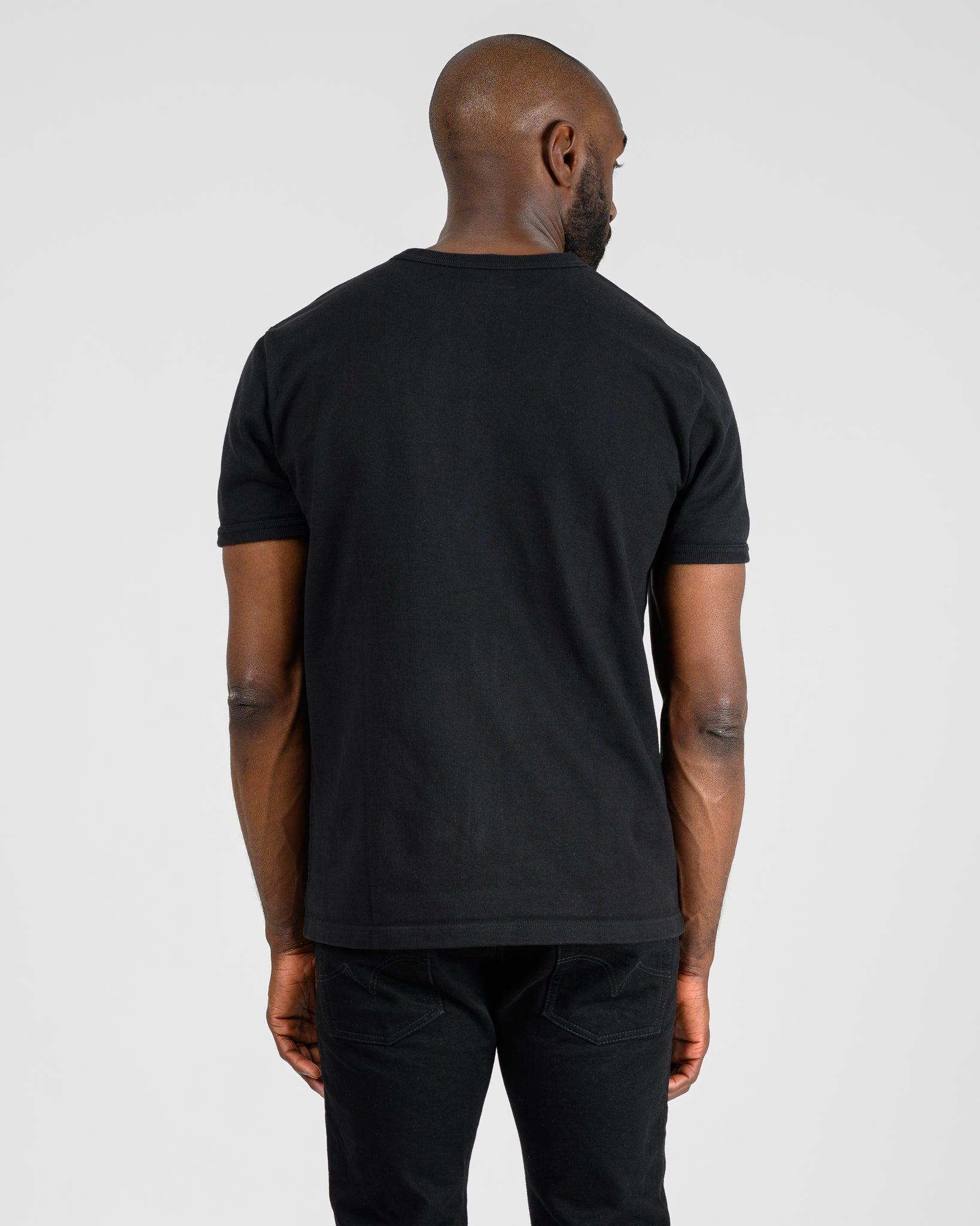 IHT-1600-BLK 11oz Cotton Knit Crew Neck T-Shirt - Black - 3