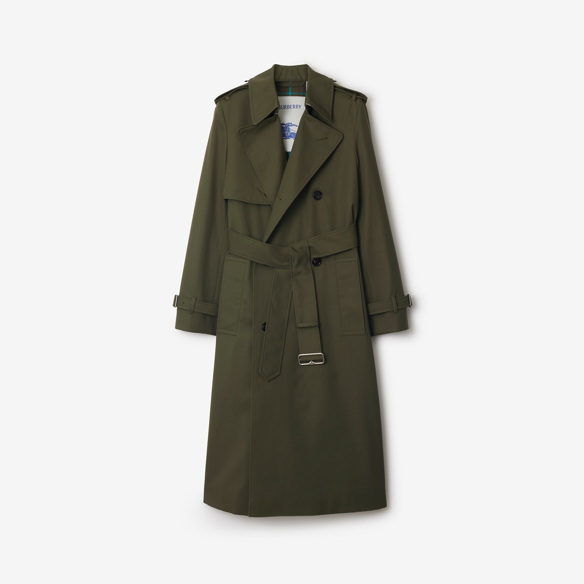 Long Cotton Blend Trench Coat - 1