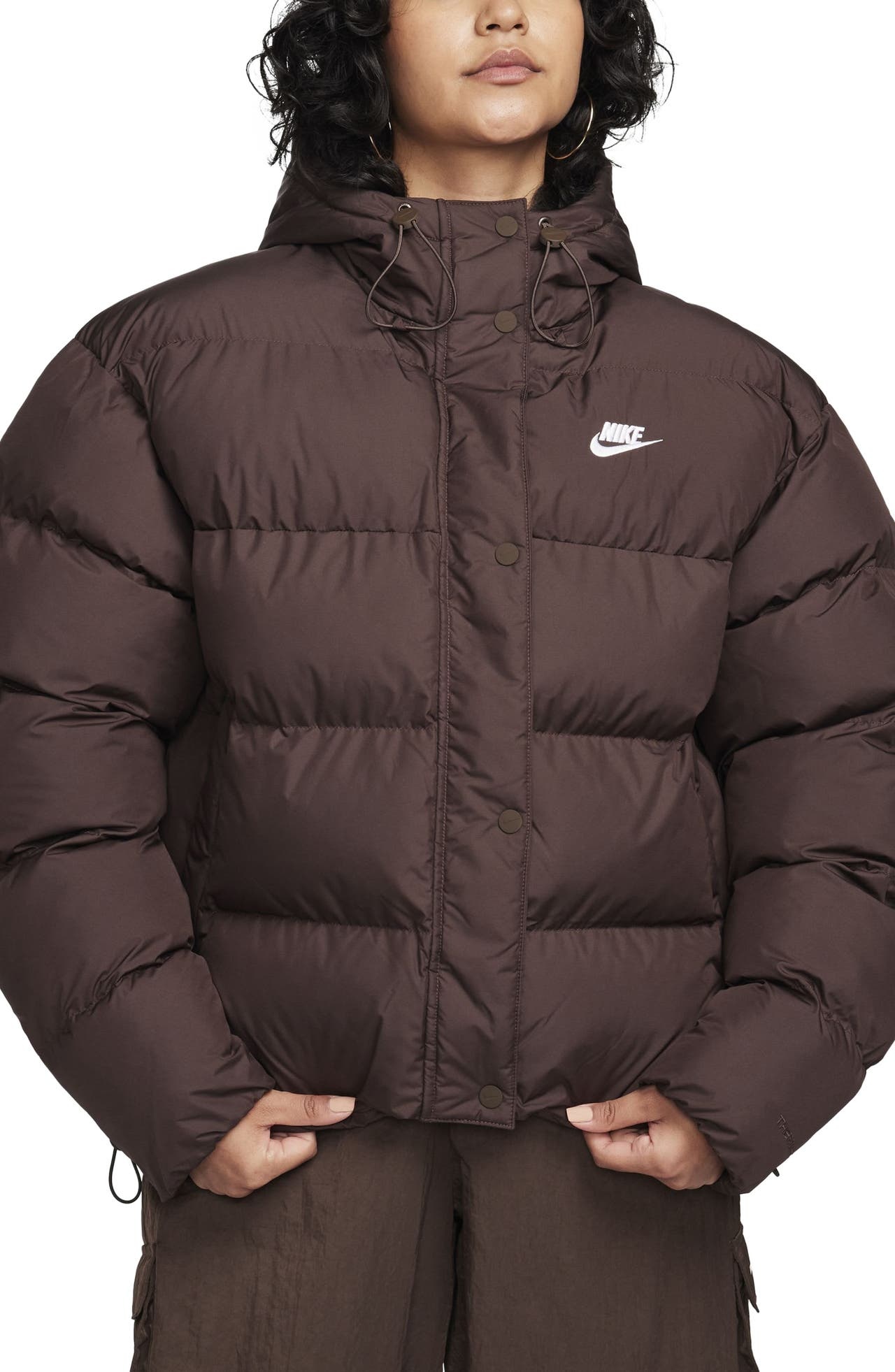 Nike Sportswear Water Repellent Down Jacket in Baroque Brown/White at Nordstrom - 1