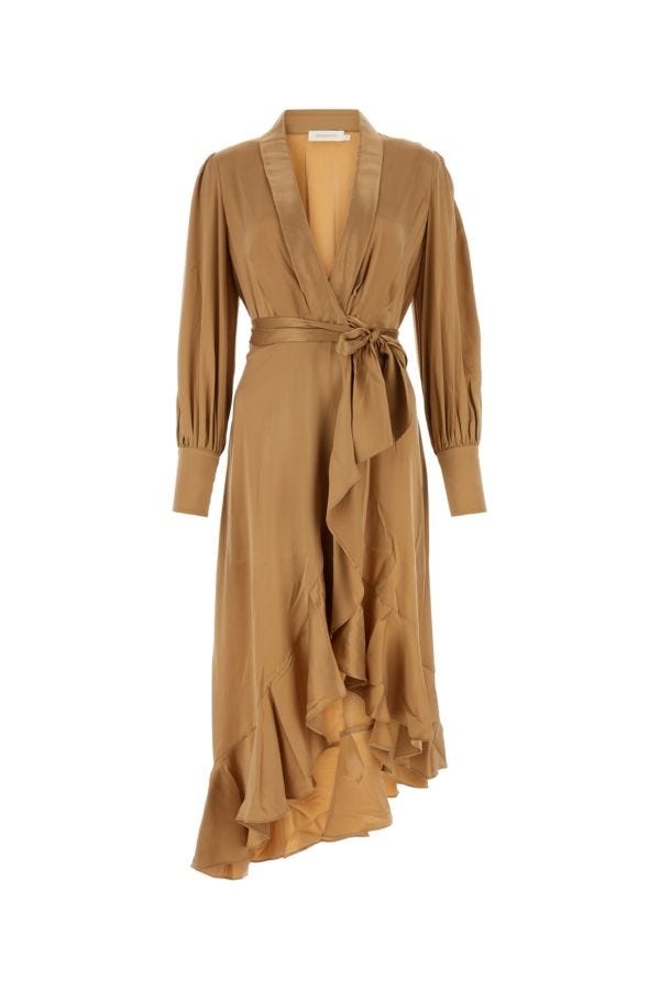 Zimmermann Woman Camel Silk Dress - 1