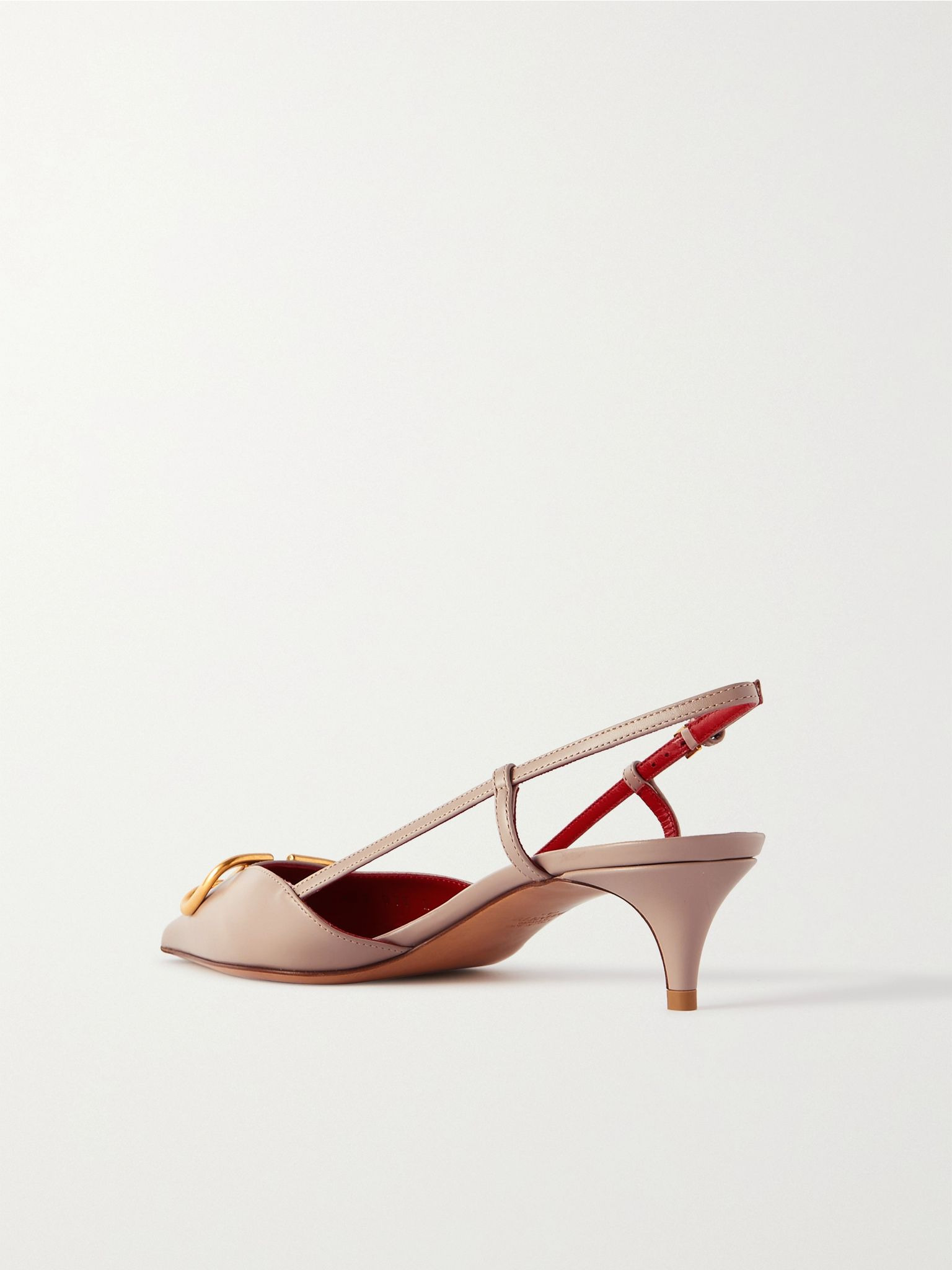 Valentino Garavani Go Logo 40 embellished leather slingback pumps Blush - 3