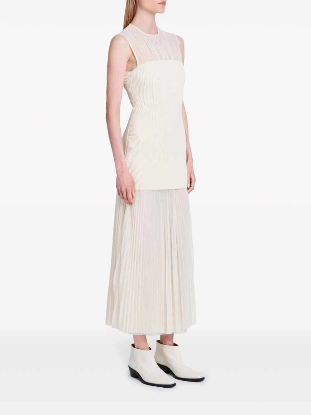Niki ribbed-knit panel pleated maxi dress - 3