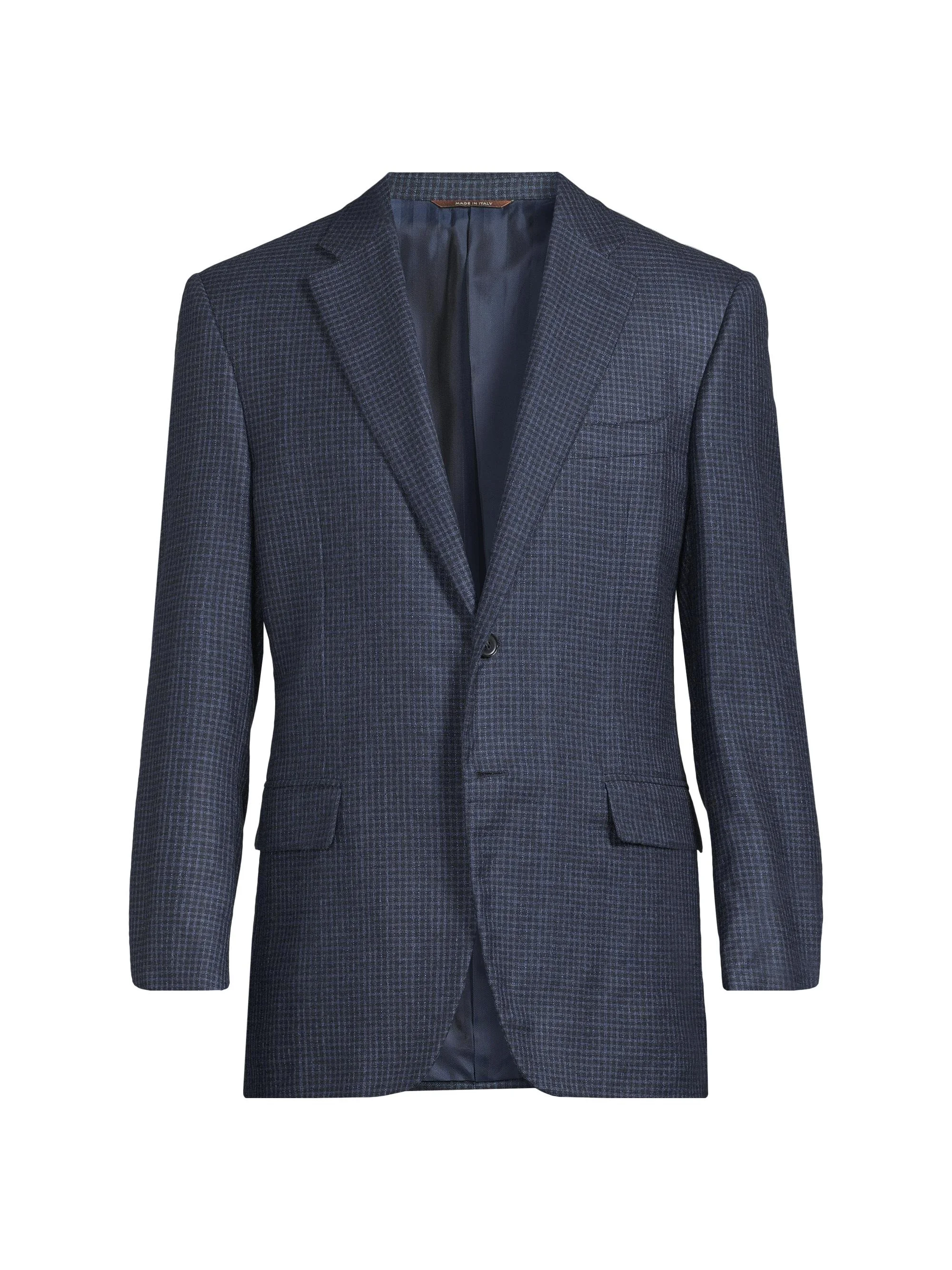 Men's Checked Silk-Cashmere Sport Coat - Dark Blue - 1