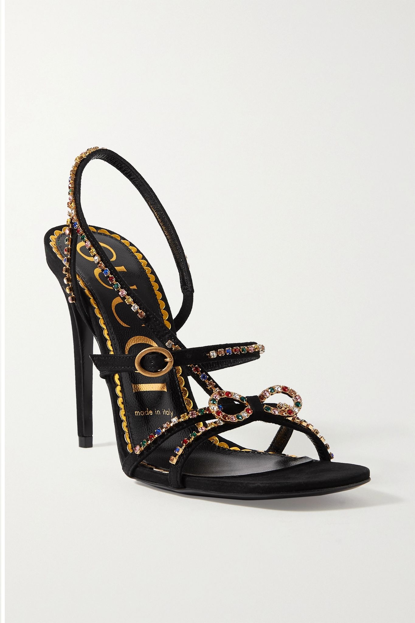 Carmen crystal-embellished suede sandals - 1