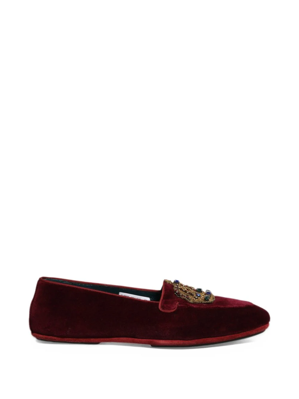 crown-patch velvet loafers - 1