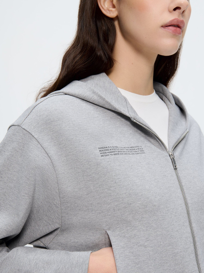 Womens Double Jersey Cropped Zip Up Hoodie - Grey Marl 4
