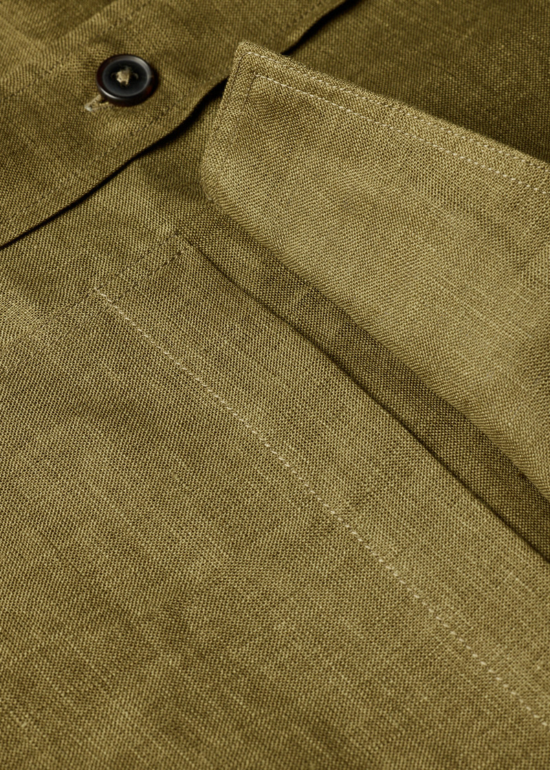 Khaki Linen Patch-Pocket Shirt 5