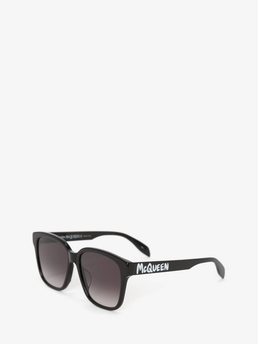 Mcqueen Graffiti Square Sunglasses in Black/white - 3