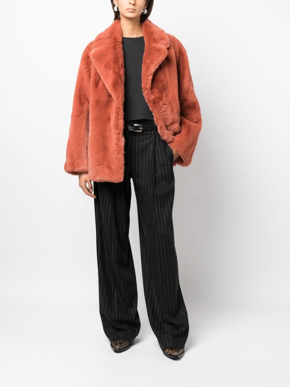 faux-fur notched-lapels jacket - 2