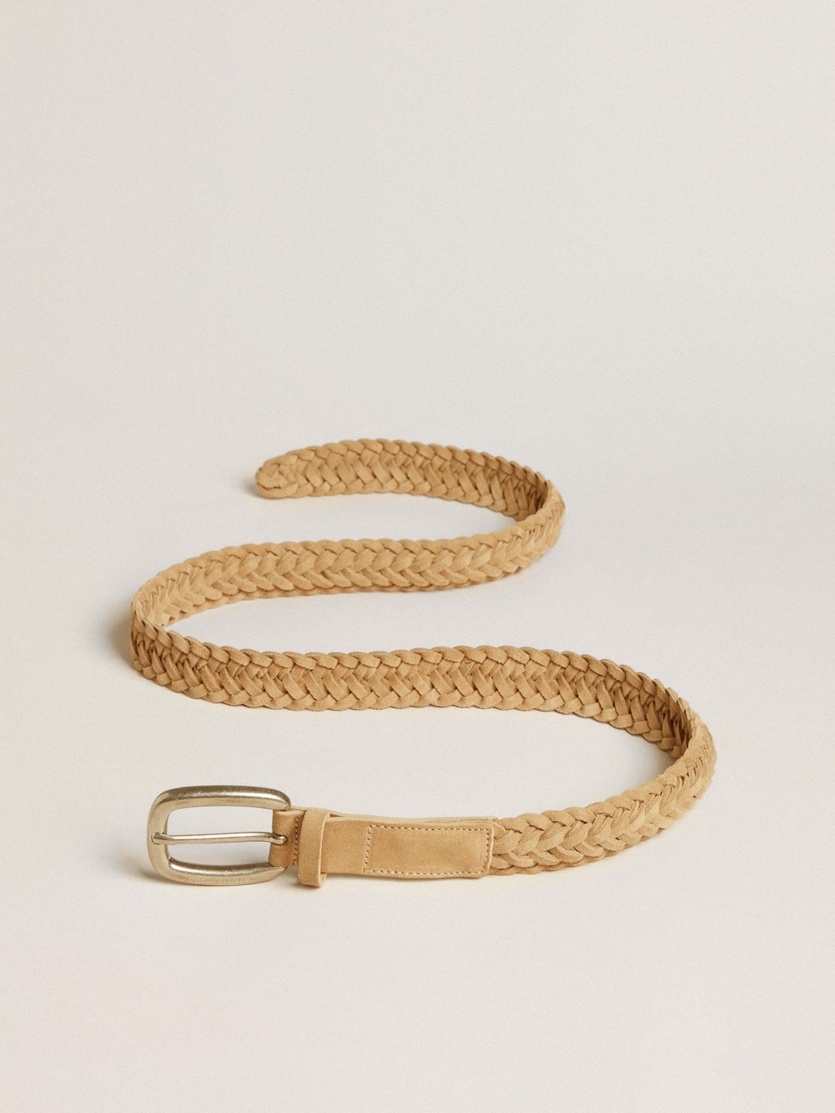 Sand-colored woven leather belt - 3