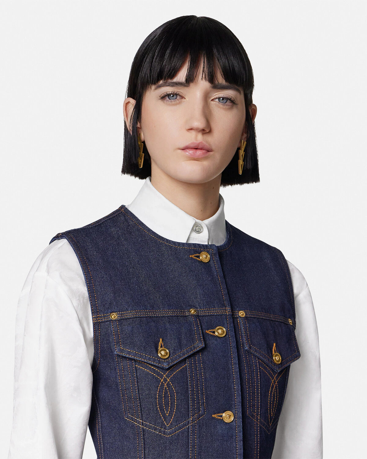 Denim Fitted Vest - 3