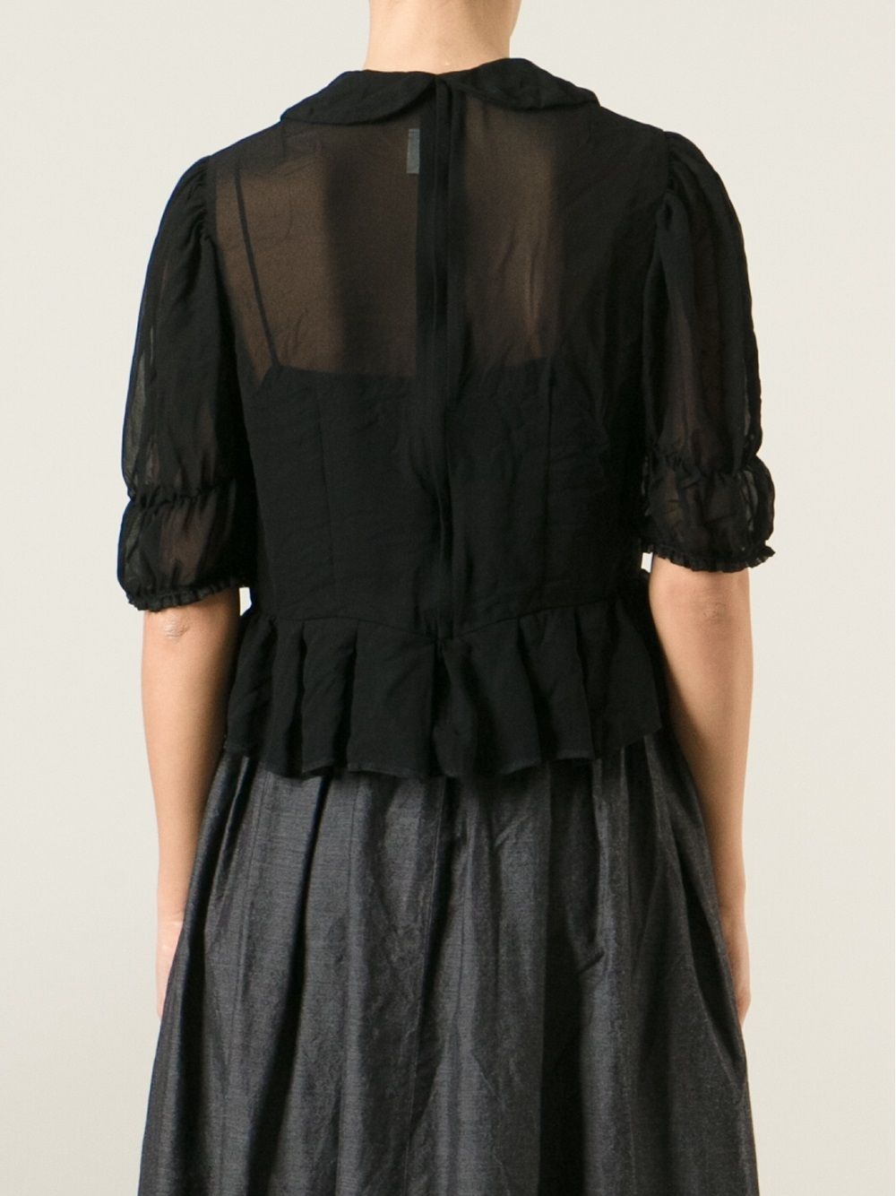 peter pan collar sheer blouse - 8