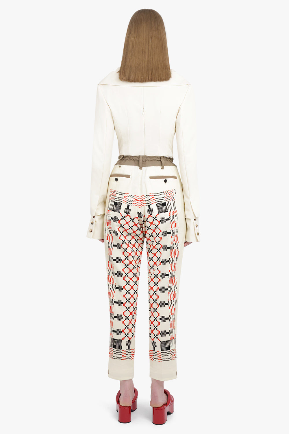 GEOMETRIC PRINT PANTS | ECRU - 5