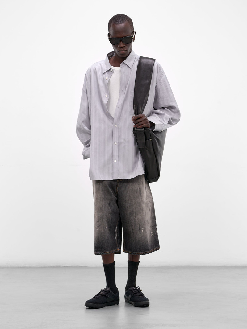 Acne Studios Gray Striped Button-Up Shirt outlook