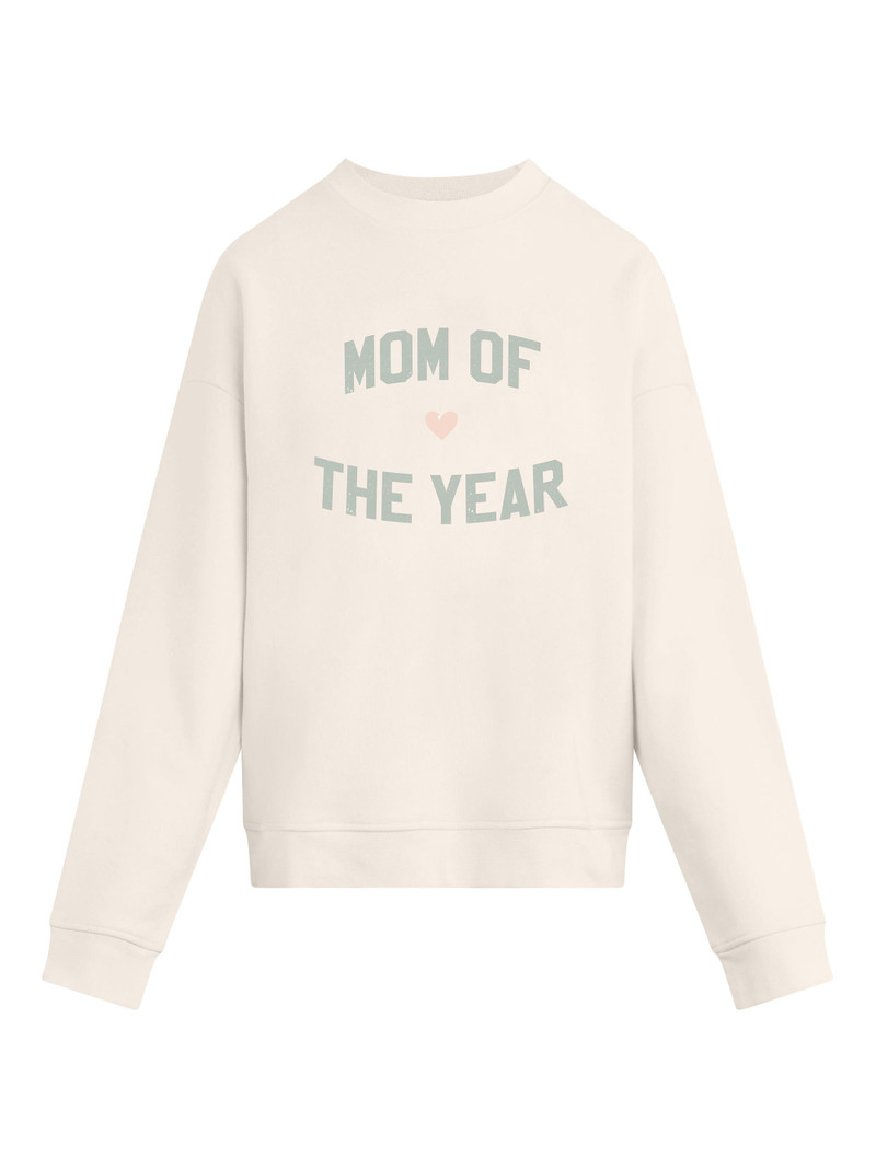 Women's The Mom of the Year Graphic Cotton-Blend Sweatshirt - Gardenia Light Sage 1