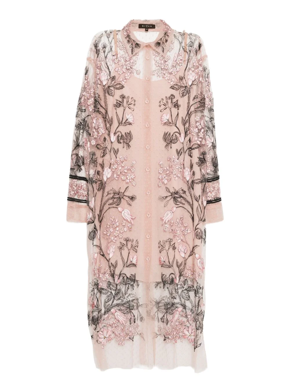 floral embroidered dress - 1