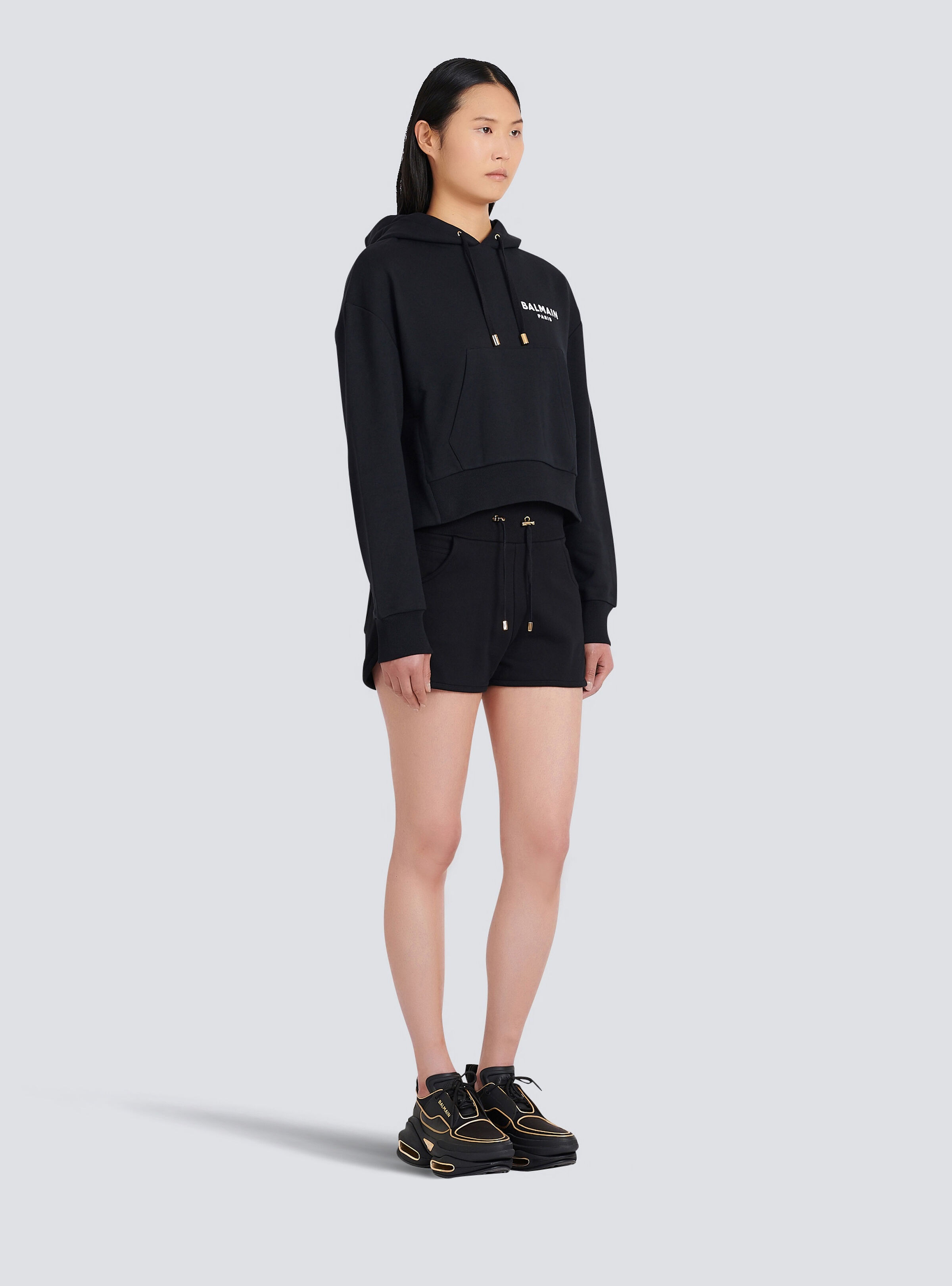 Eco-designed cotton sweatshirt with flocked Balmain logo - 6