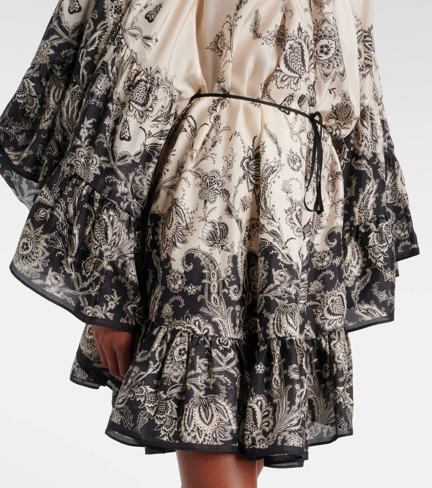 Rhiannon floral gathered silk minidress - 5