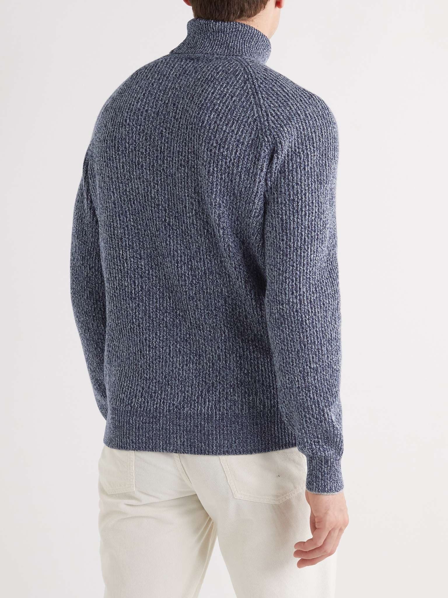 Ribbed Virgin Wool, Cashmere and Silk-Blend Rollneck Sweater - 4