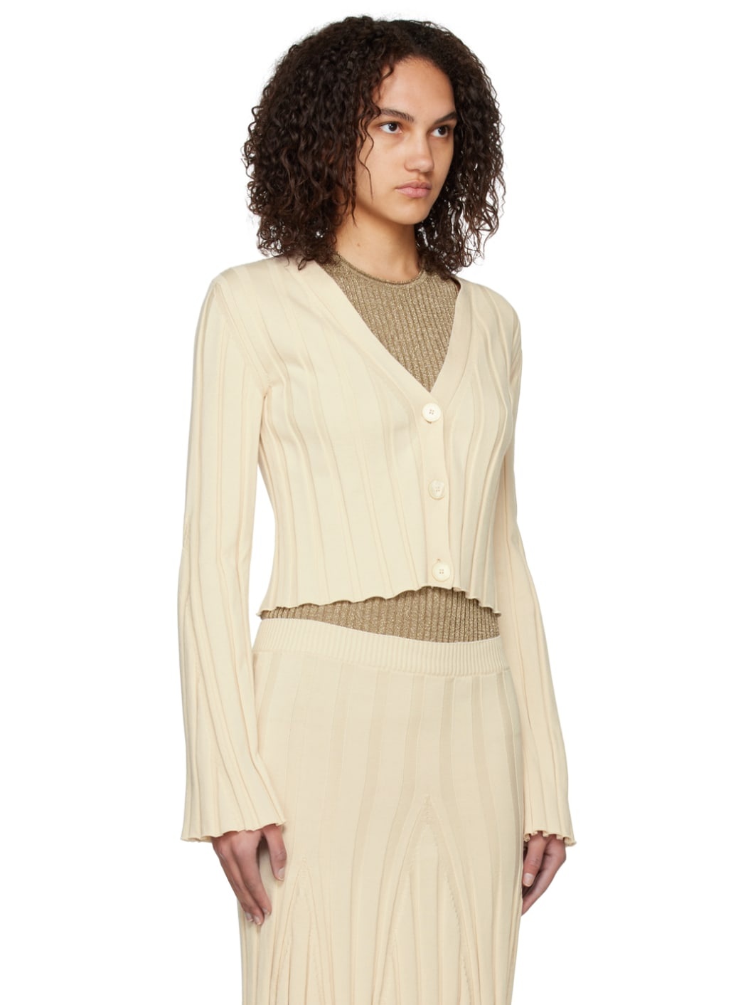 Off-White Y-Neck Cardigan - 2