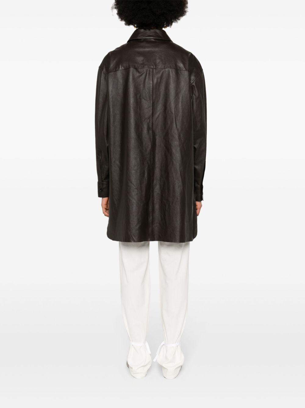 leather side-slits shirt - 4