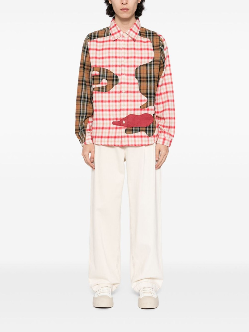 KidSuper patchwork face flannel shirt outlook