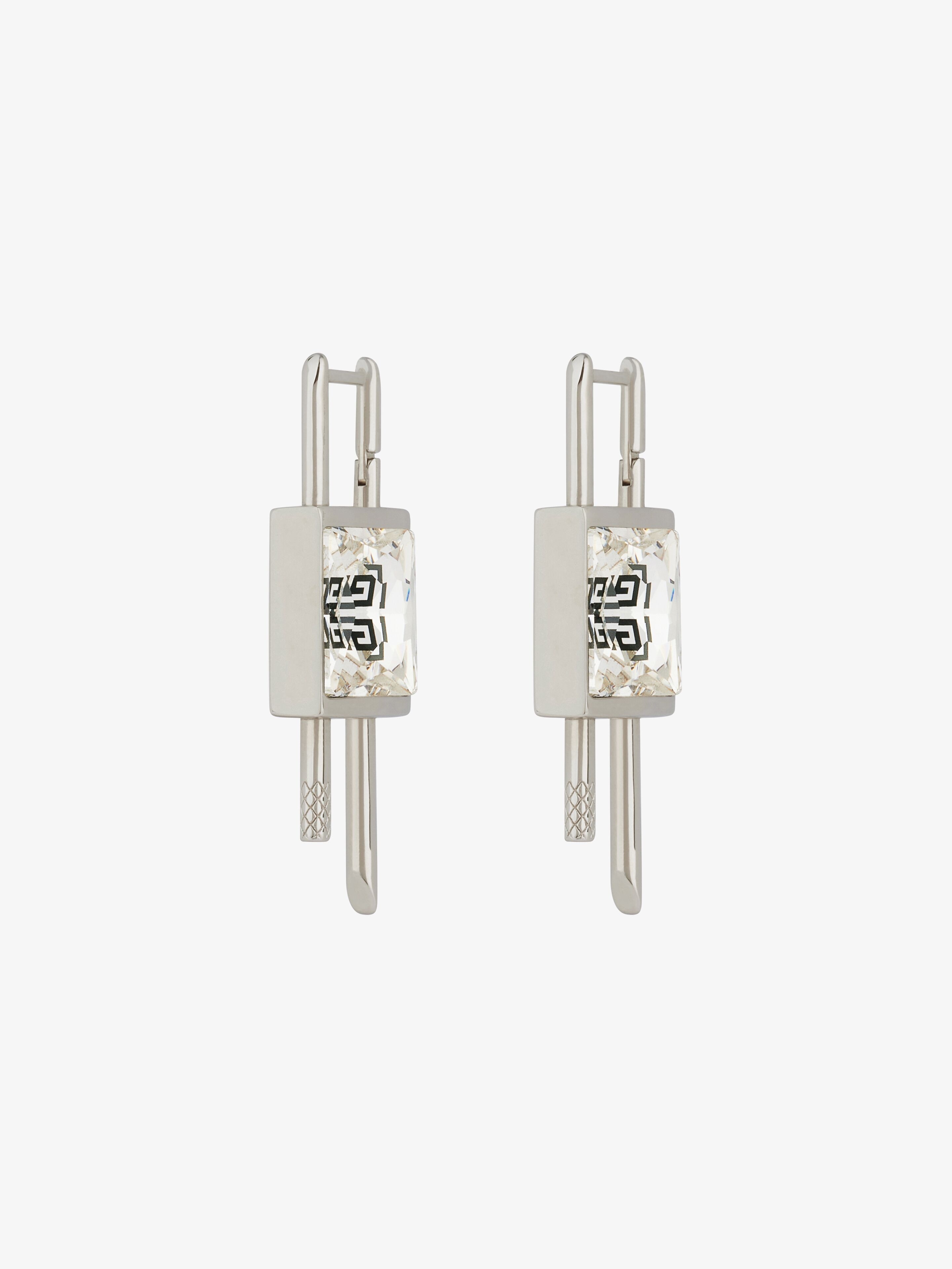 MINI LOCK EARRINGS IN METAL WITH CRYSTAL - 2
