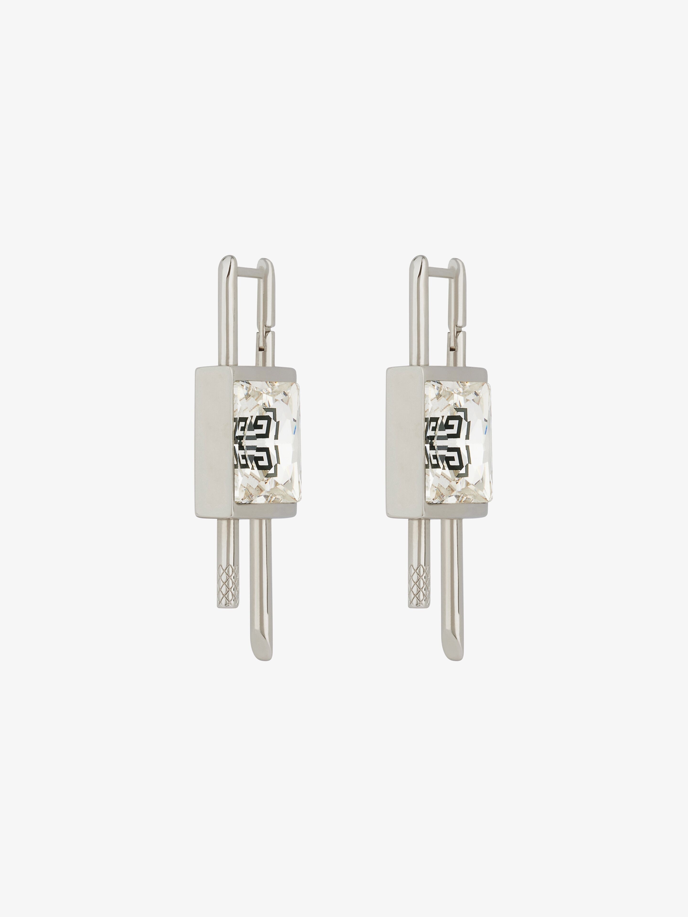 MINI LOCK EARRINGS IN METAL WITH CRYSTAL - 4