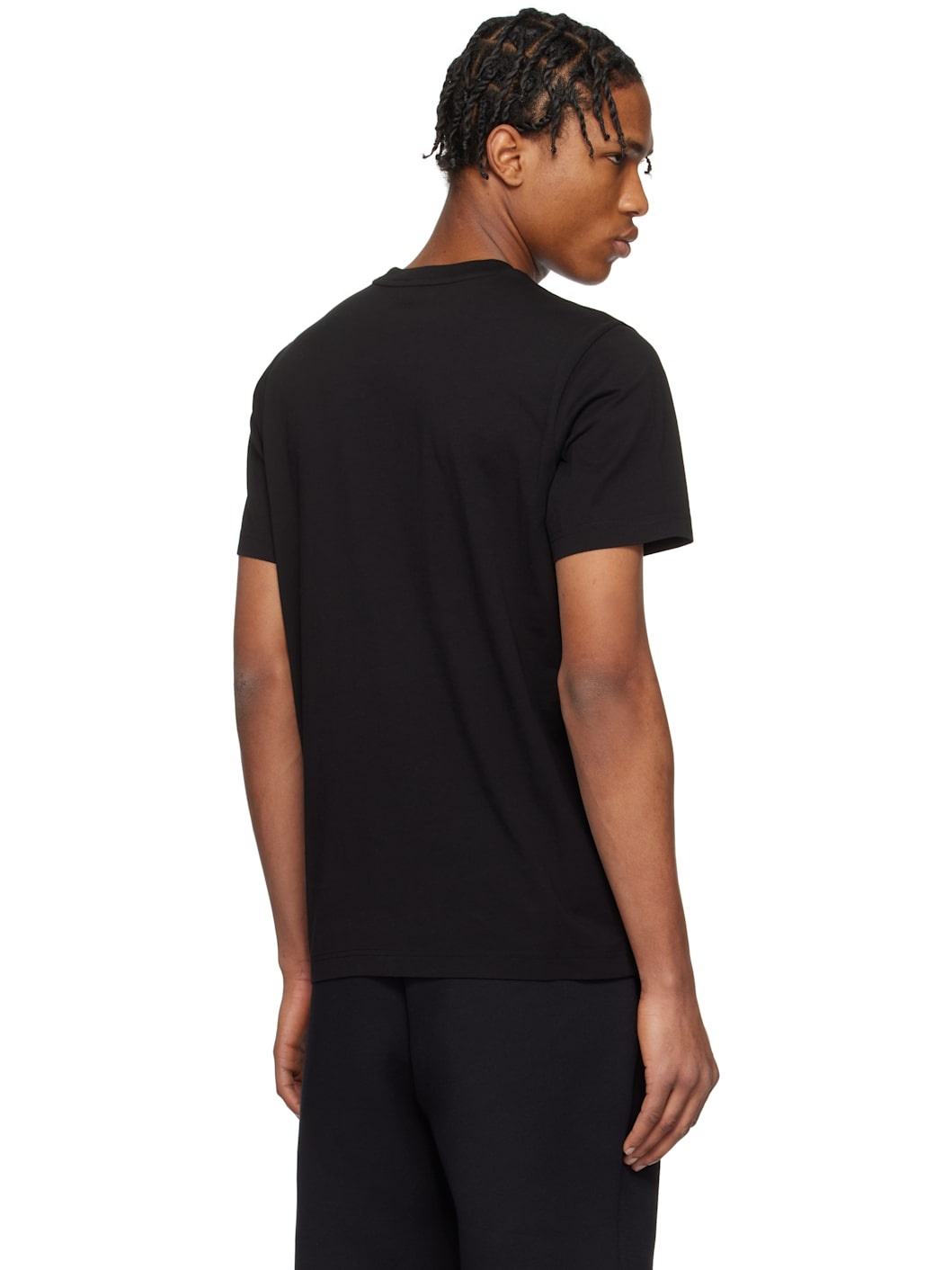 Black Faded Logo Motif Cotton T-shirt - 3