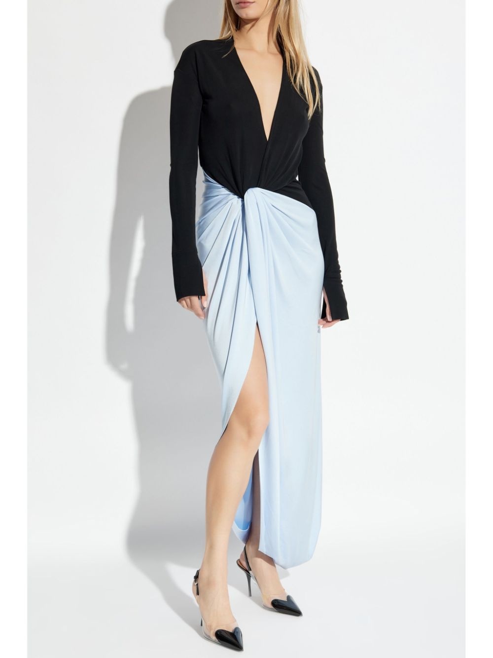 knot-detail jersey gown - 3