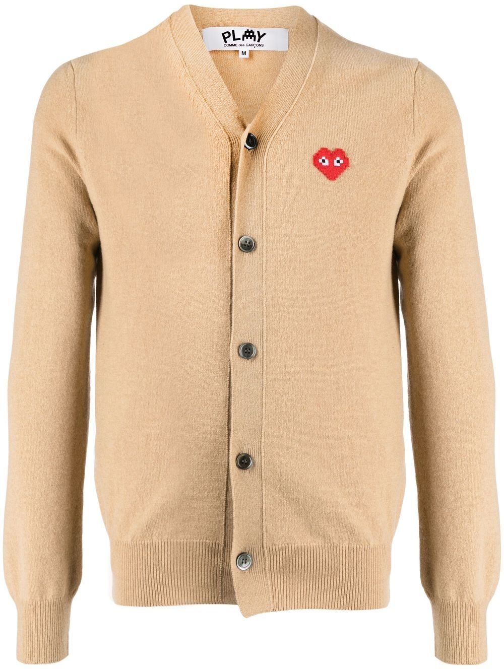 logo-patch wool cardigan - 1