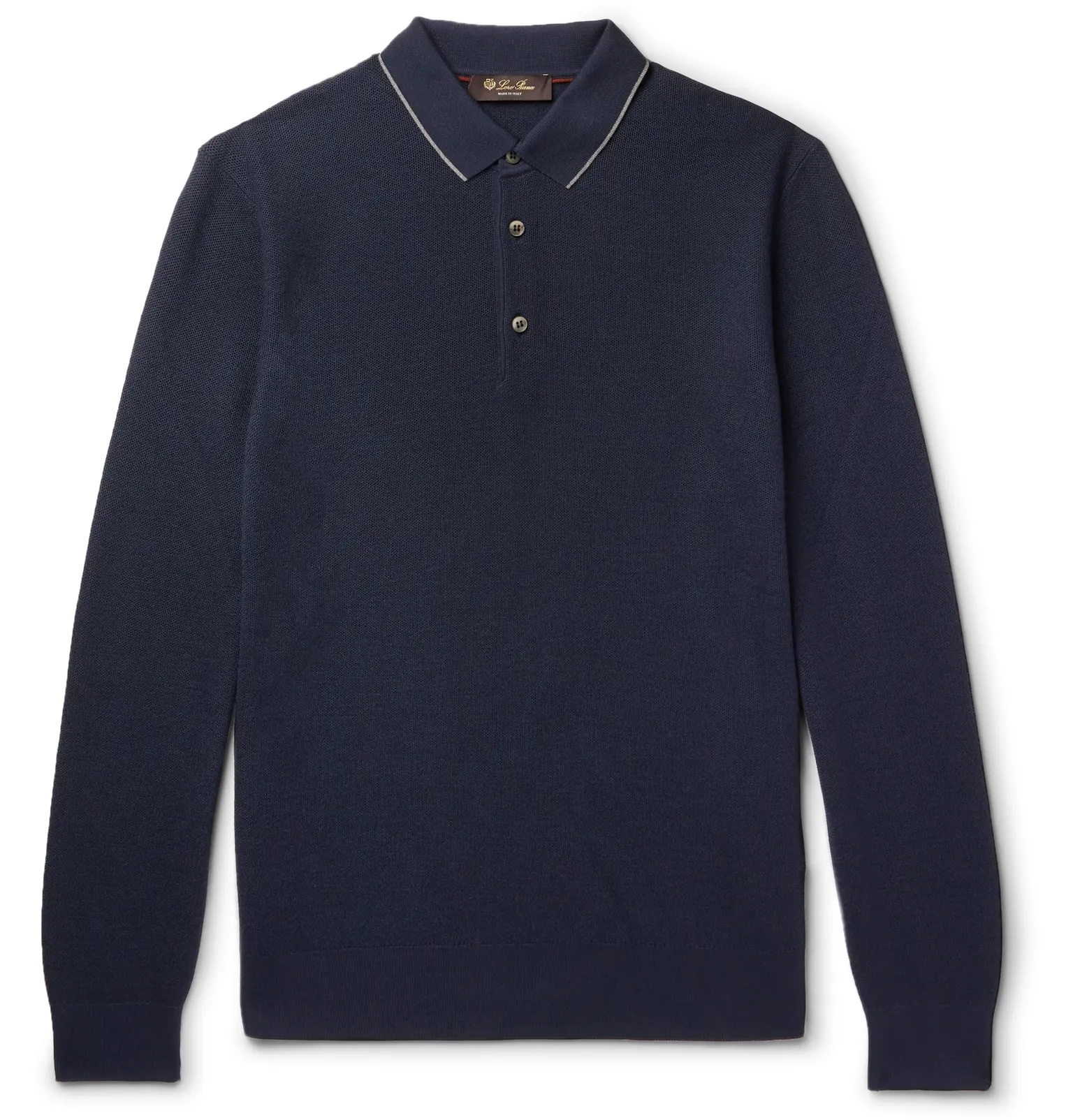 Contrast-Tipped Wool and Cashmere-Blend Piqué Polo Shirt - 1