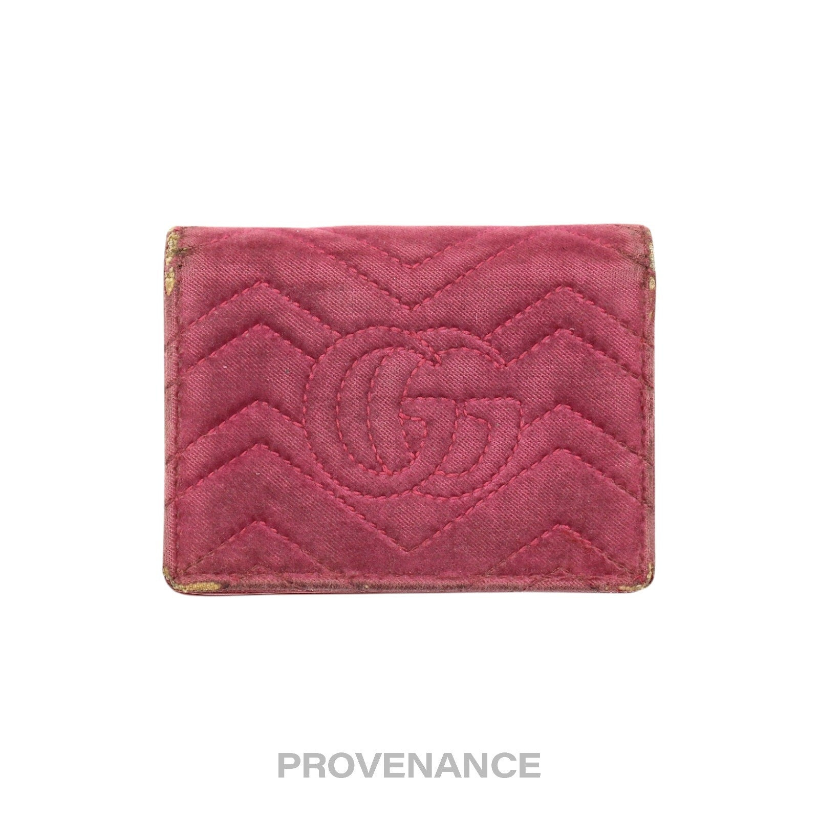 Gucci GG Marmont Card Holder Wallet - LOVE Pink Quilted - 2