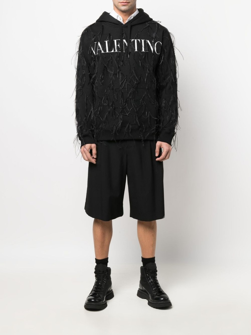 Valentino feather-embellished logo hoodie outlook