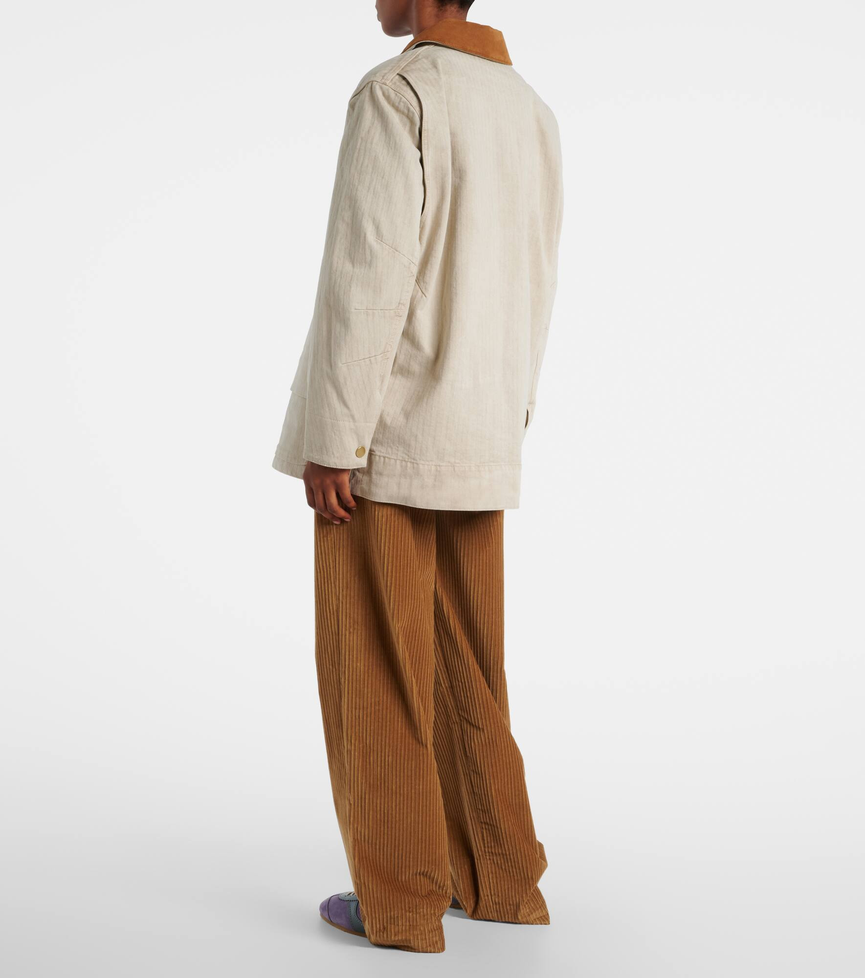 Abbas suede-trimmed cotton field jacket - 3