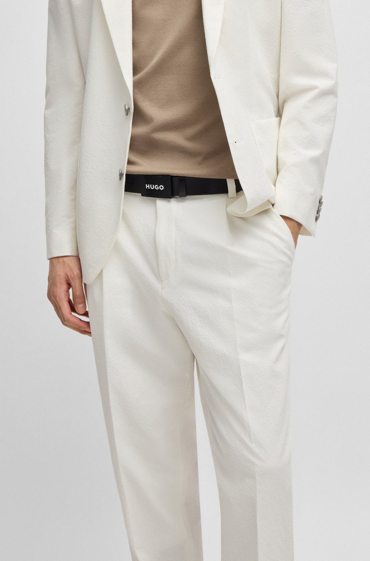 SLIM-FIT TROUSERS IN SEERSUCKER - 5