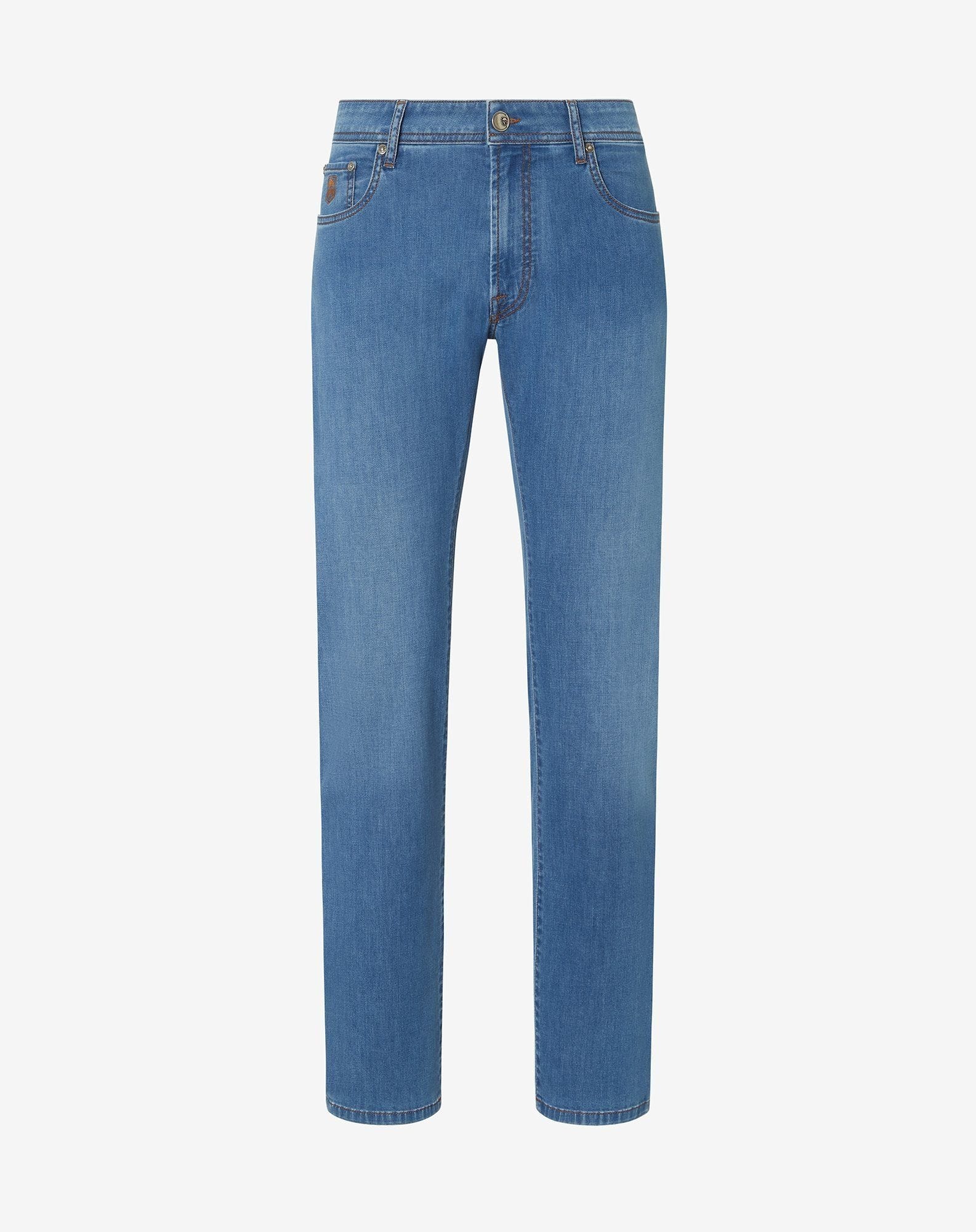 Light blue stretch denim 5-pocket trousers - 1