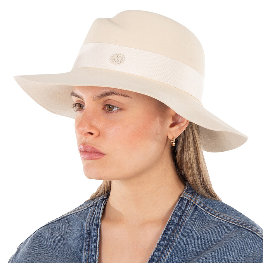Maison Michel Ladies Beige Virginie Seed Pearl Felt Fedora Hat - 2
