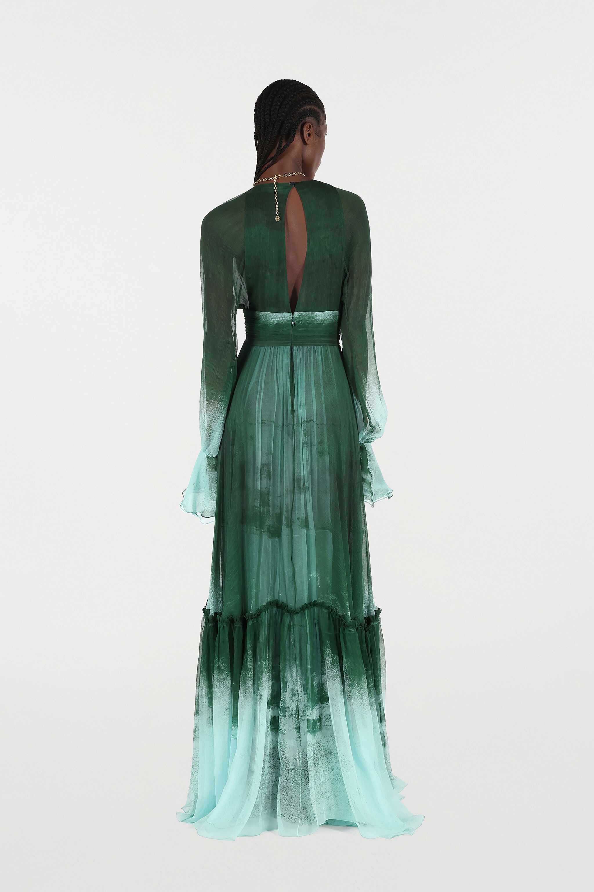 Long Empire-Style Pure Silk Dress - 4