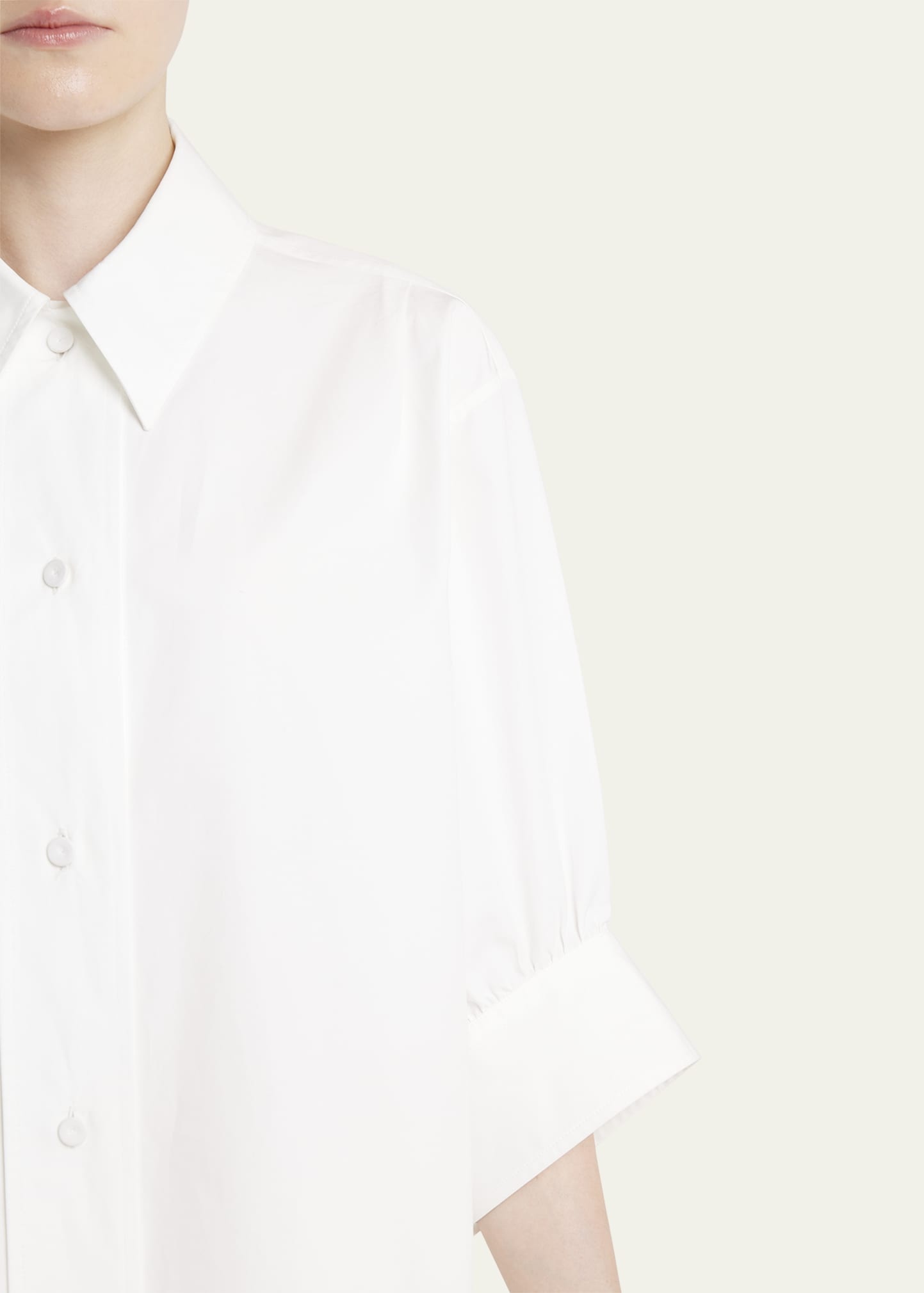 Three-Quarter Sleeve Poplin Blouse - 5
