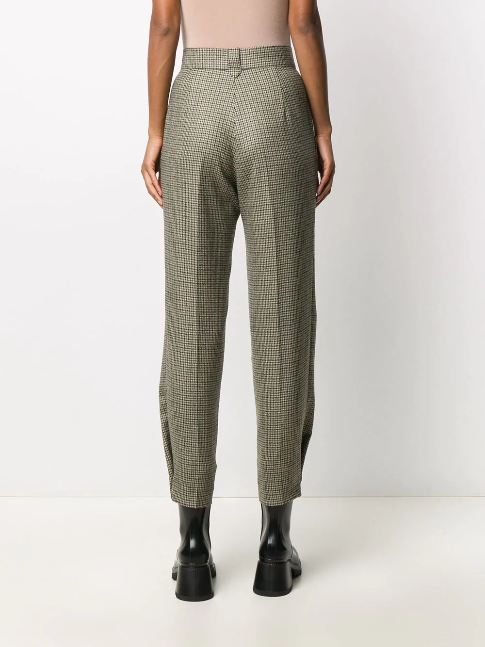 high-waisted houndstooth trousers - 4