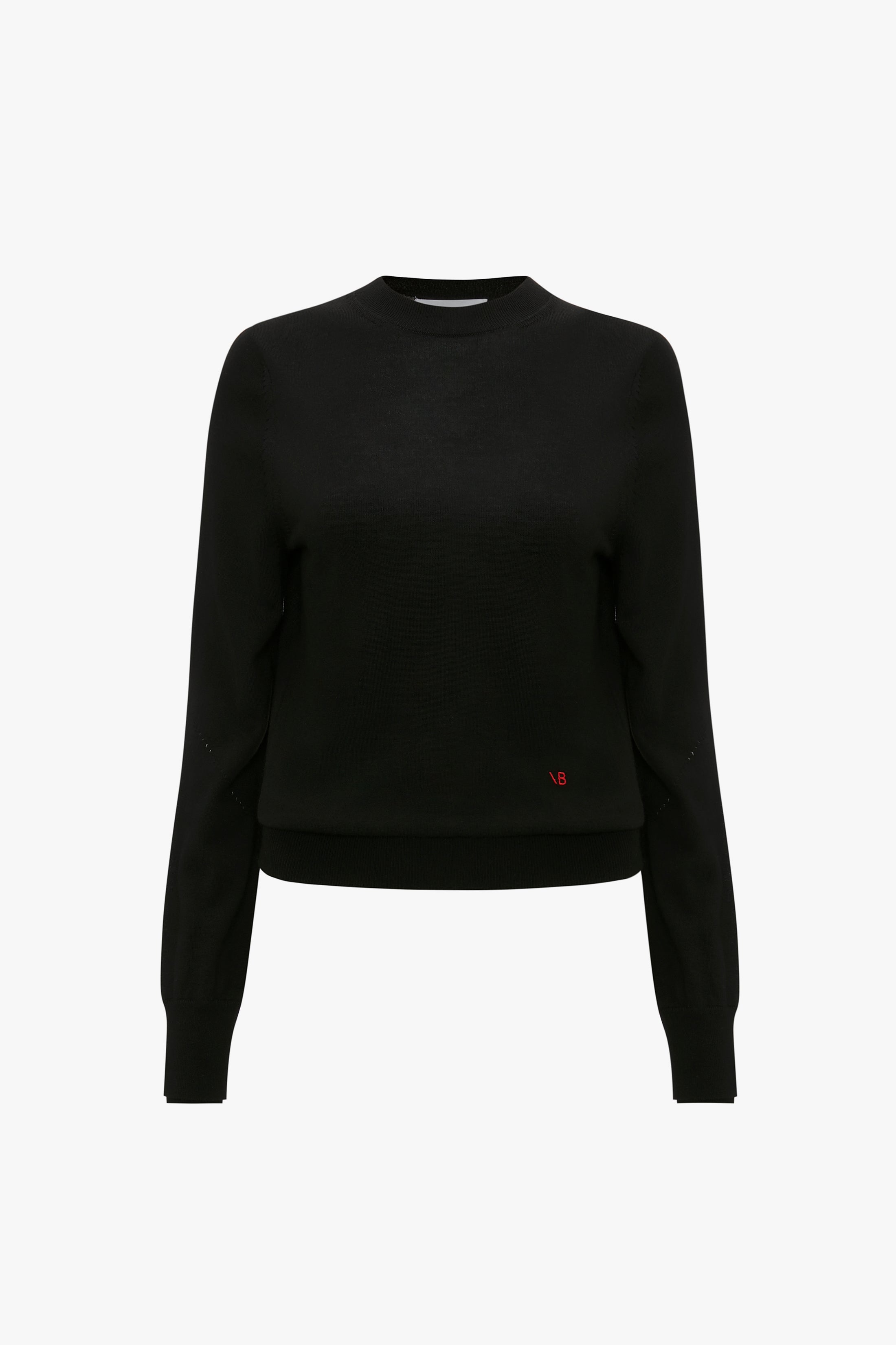 Merino Crew Jumper in Black - 1