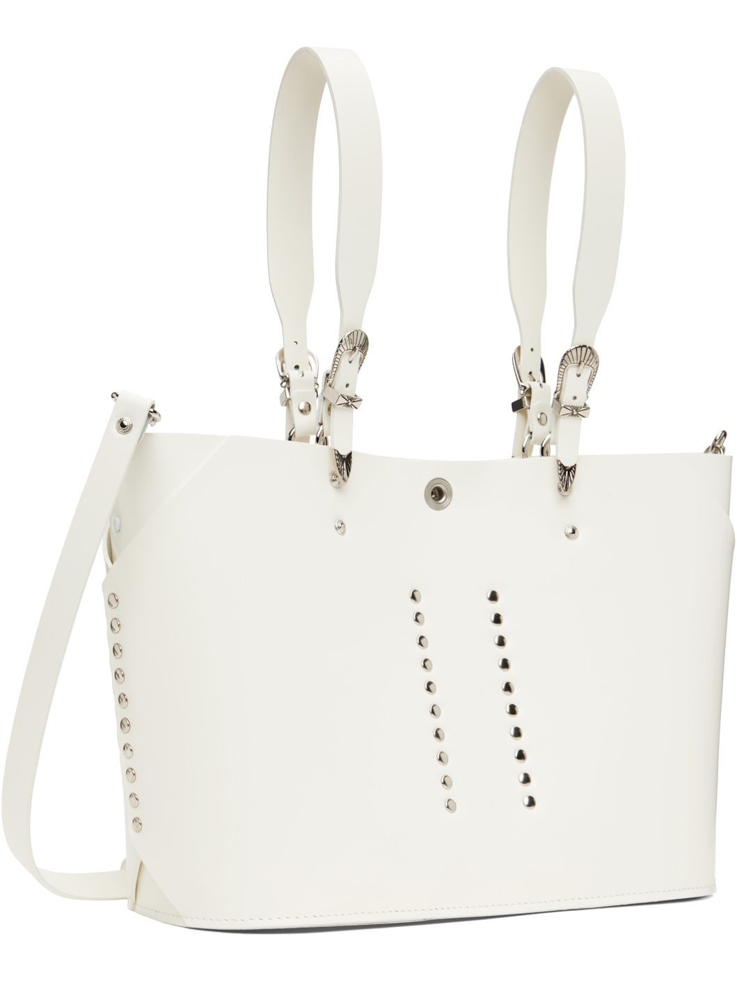 White Big Leather Tote - 3