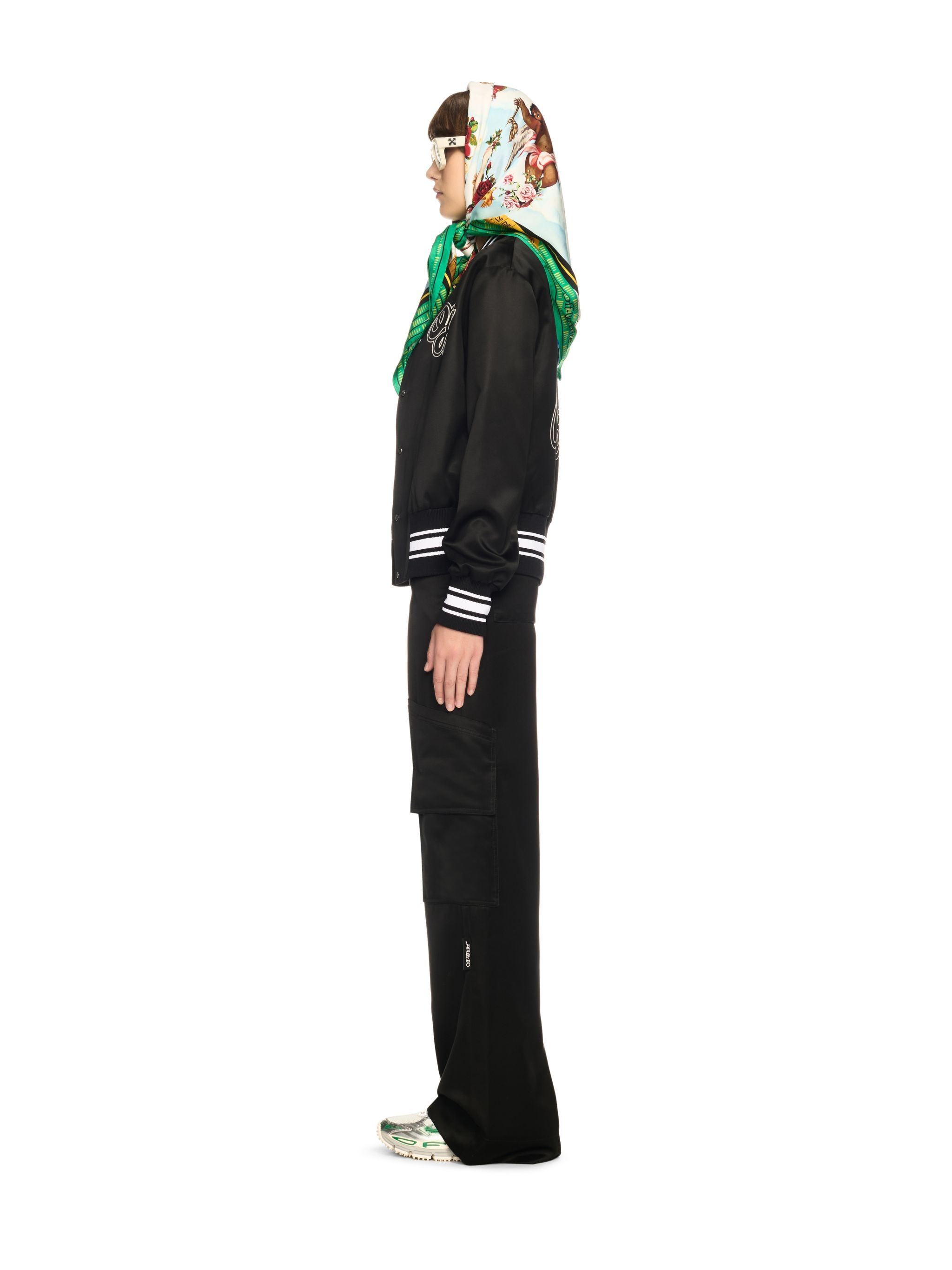 Black/white Satin Varsity Jacket - 3