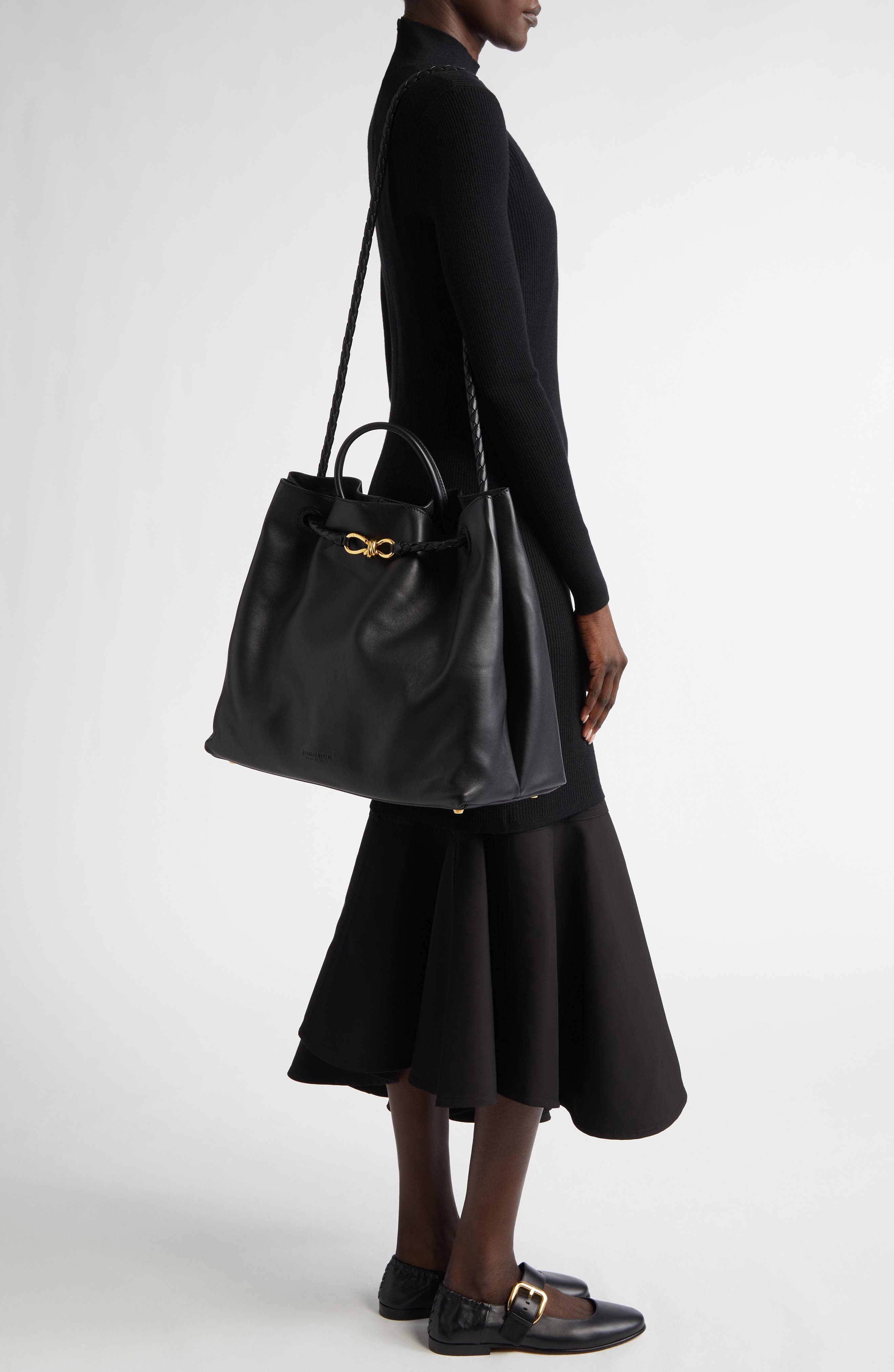 Bottega Veneta Large Andiamo Leather Tote in 1019 Black-M Brass at Nordstrom - 2