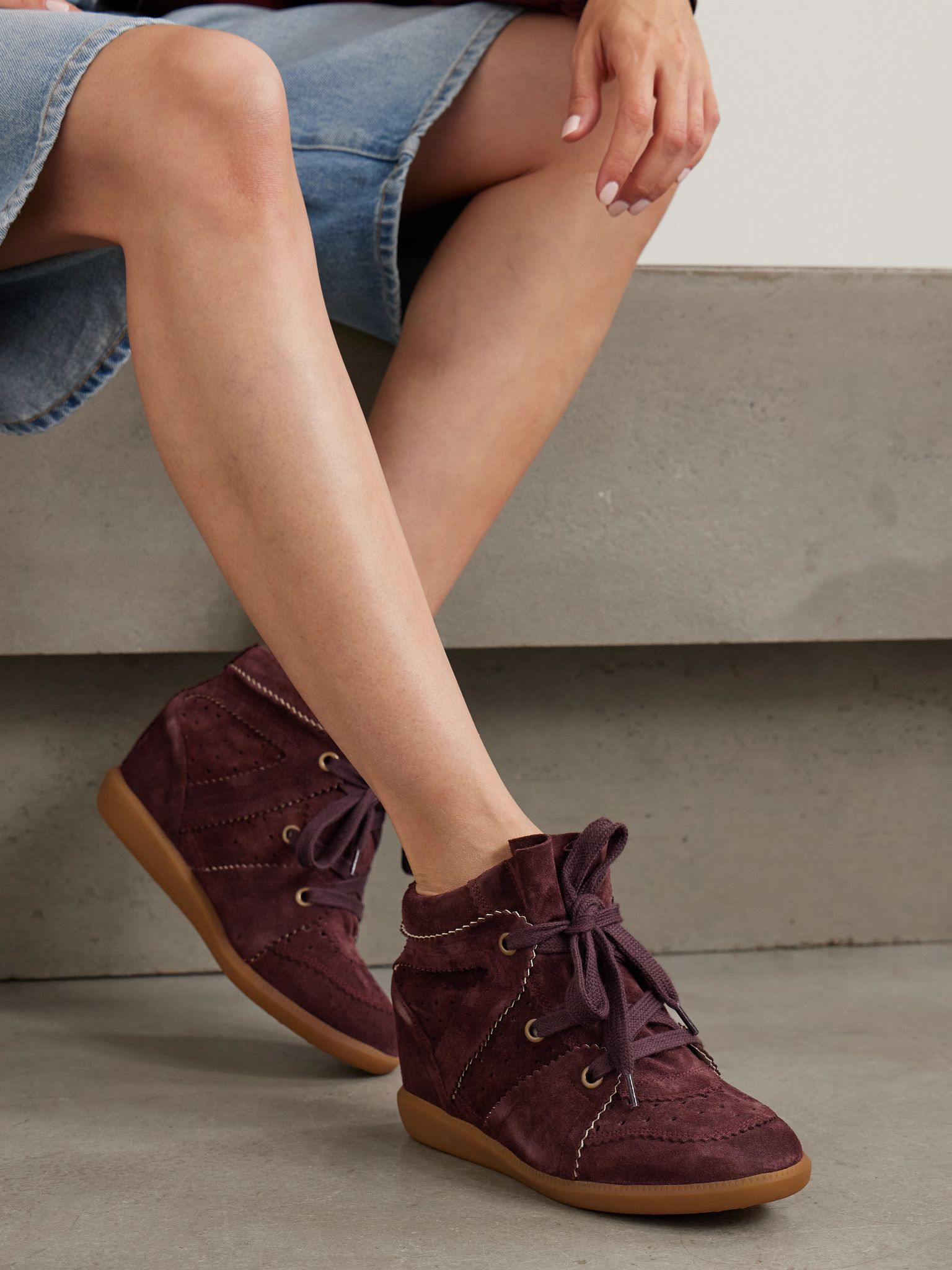 Bobby suede wedge sneakers Plum - 2
