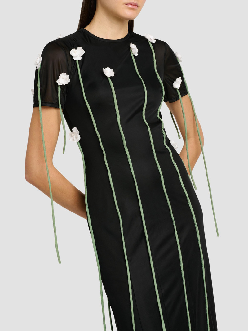 Women's Floral Appliqué Maxi Dress - Multi Black 5