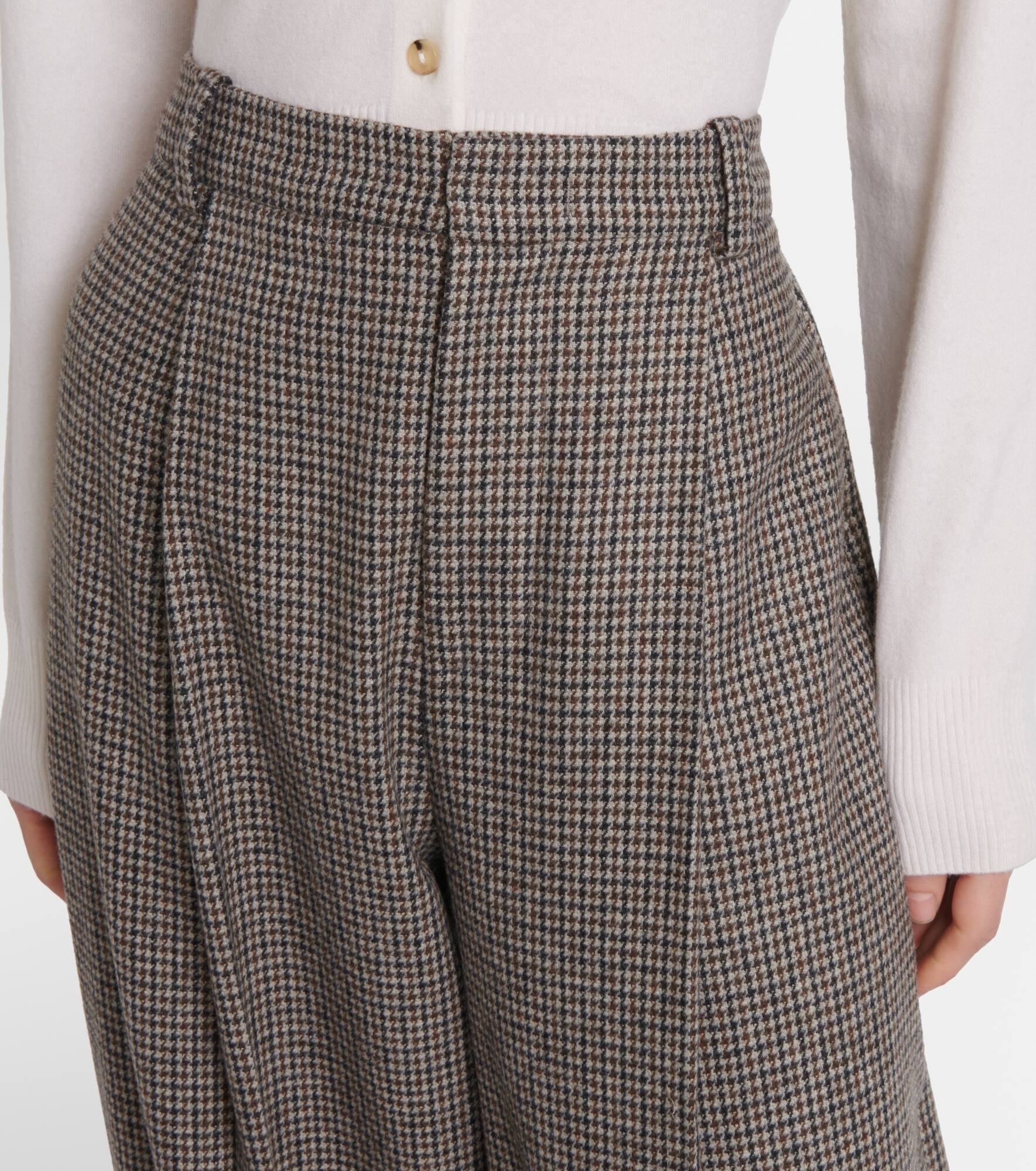 Houndstooth wide-leg pants - 4