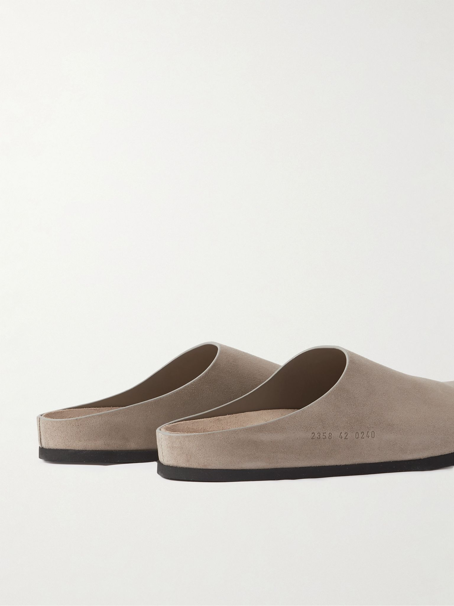 Logo-Debossed Suede Clogs Taupe - 5