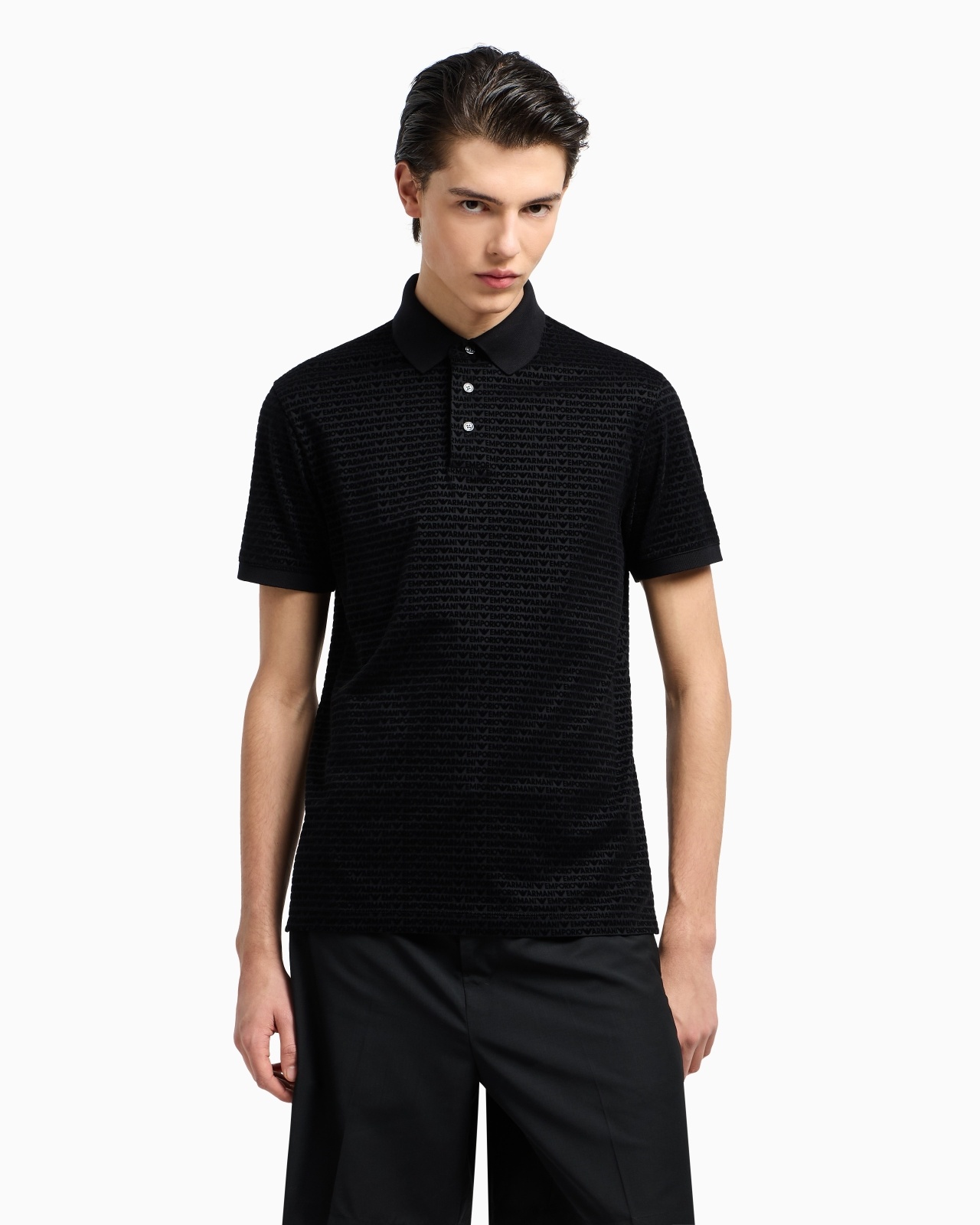 ASV LYOCELL-BLEND JERSEY POLO SHIRT WITH FLOCKED LETTERING ALL OVER - 2